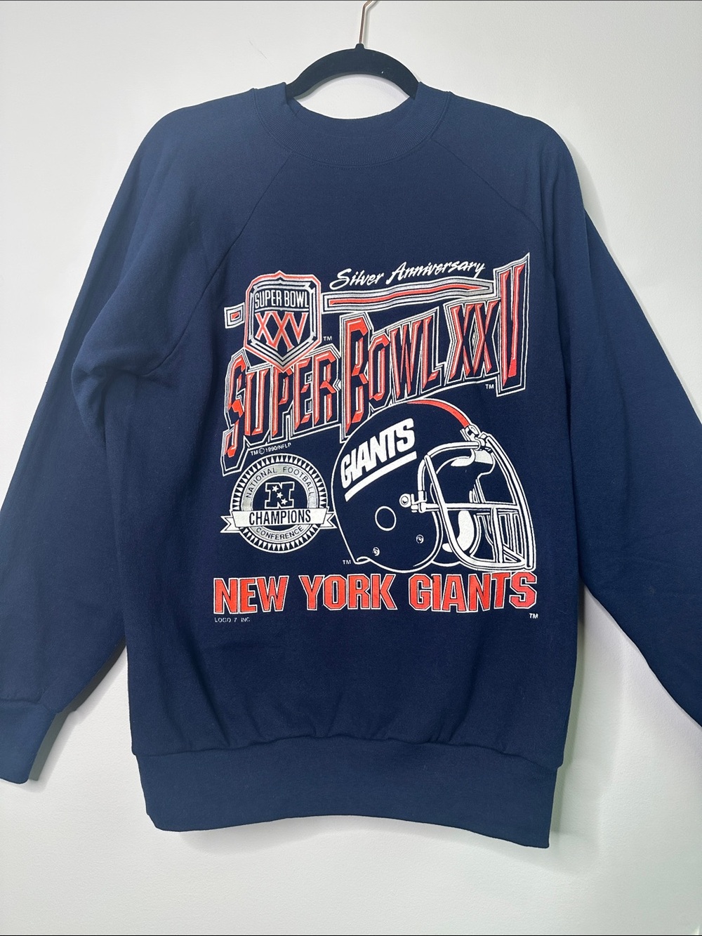 Vintage New York Giants Super Bowl XXV Navy 1990-1991 Crewneck Sweatshirt Large